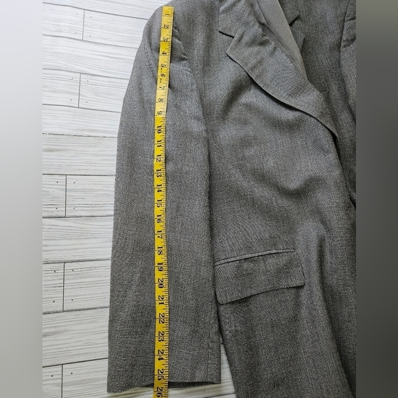 Oscar de la Renta Vintage Silk and Wool Micro Houndstooth Blazer In Gray Sz 50R - Picture 16 of 16